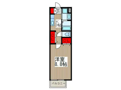 高月ハイム(1K/1階)の間取り写真