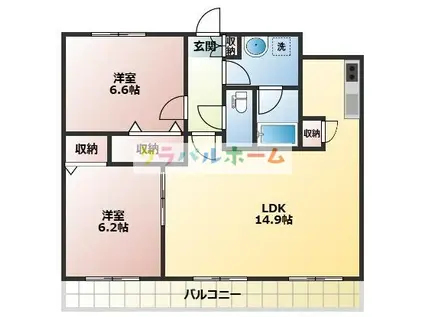 リッツヴィラージュ(2LDK/1階)の間取り写真