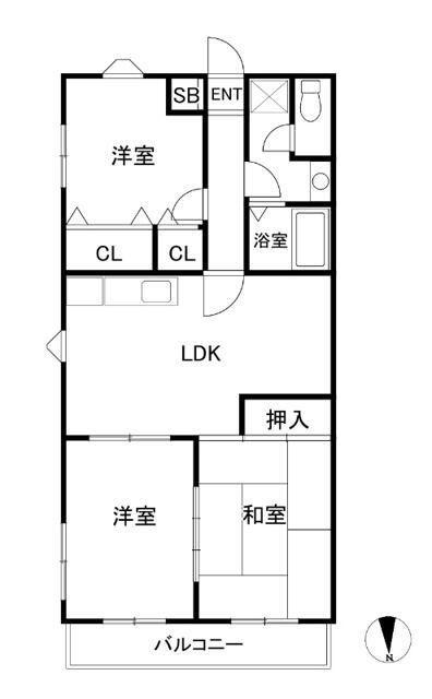 コーポヤマオカ(3LDK/1階)の間取り写真