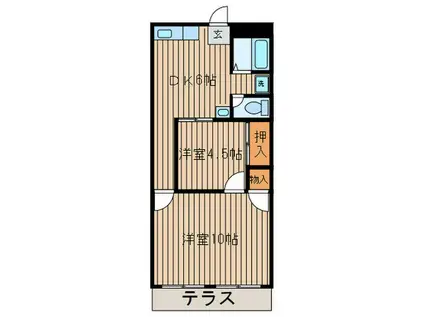 メリーポピンズ(2DK/1階)の間取り写真