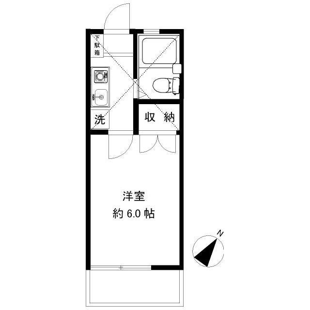 辻堂ニューエスタ21(1K/2階)の間取り写真