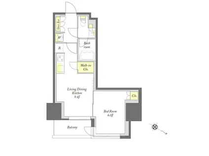 プライムメゾン中目黒(1LDK/13階)の間取り写真