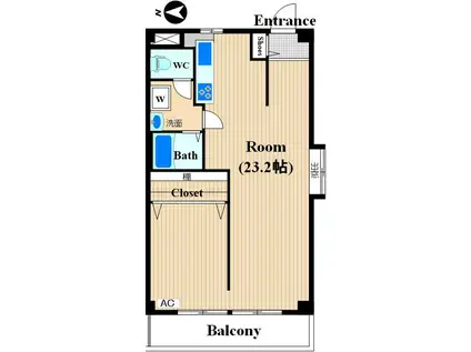 アルデール新城(ワンルーム/3階)の間取り写真