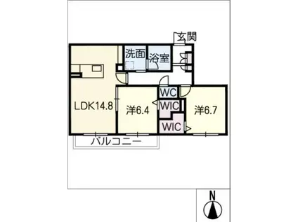 レフィシア黒沢台(2LDK/1階)の間取り写真