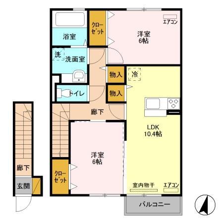 エスポワール(2LDK/2階)の間取り写真