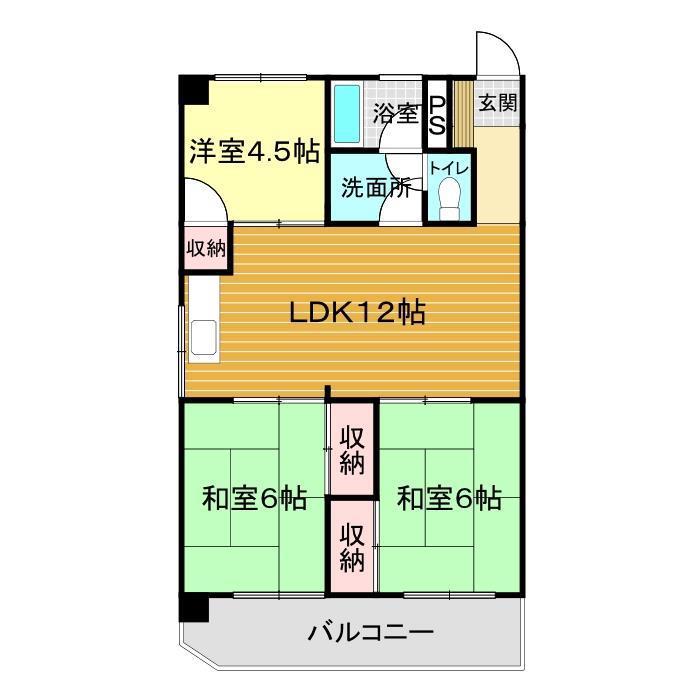 グリーンマンション(3LDK/2階)の間取り写真