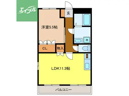 グリーン・ハイツ(1LDK/2階)の間取り写真