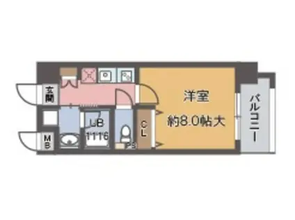 グランジュテ住吉(1K/3階)の間取り写真