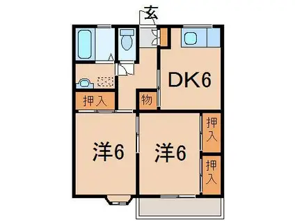 パールハイツ(2DK/2階)の間取り写真