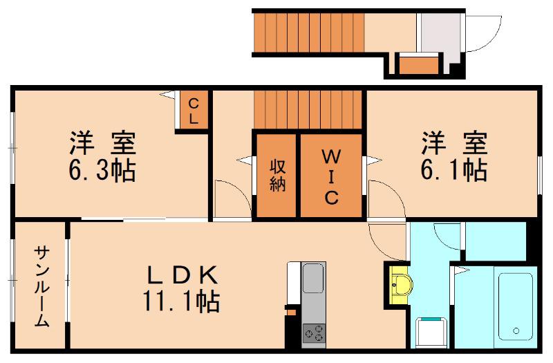 LUXOR G II(2LDK/2階)の間取り写真