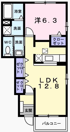 アルトウンドユング(1LDK/1階)の間取り写真