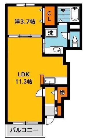 カーサK A(1LDK/1階)の間取り写真