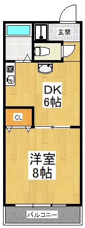 アンビエンテ茱萸木(1DK/3階)の間取り写真