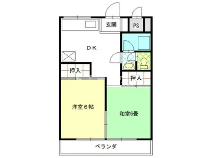 津田沼サニーマンション(2DK/5階)の間取り写真