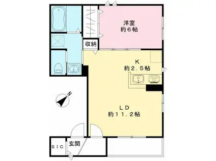 ドミールエバラ(1LDK/3階)の間取り写真