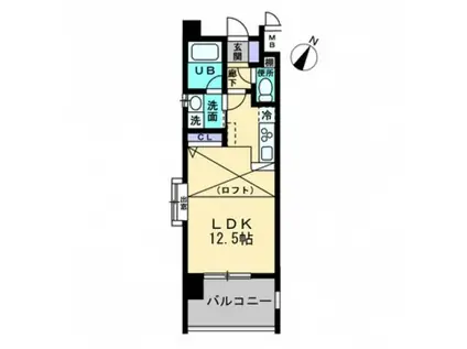 アルファレガロ三篠(ワンルーム/5階)の間取り写真