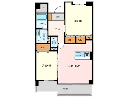 クレーネワン(2LDK/1階)の間取り写真