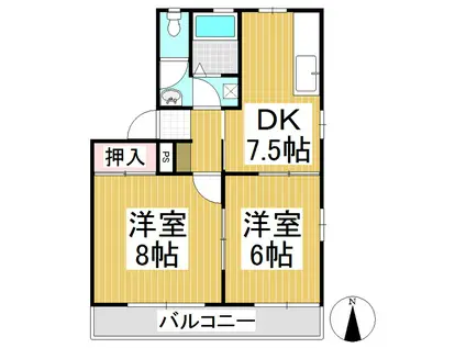 明治屋ビレッジ II(2DK/2階)の間取り写真