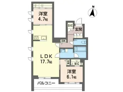 ベラフォレスタ深沢(2LDK/1階)の間取り写真