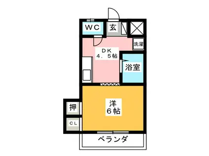 上松ハイツ一ノ瀬(1DK/3階)の間取り写真