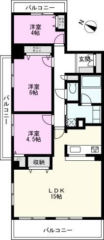 グランプラーザ新越谷(3LDK/1階)の間取り写真