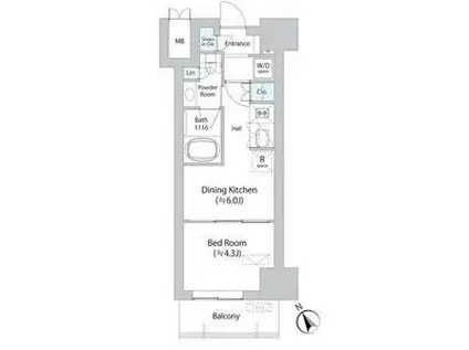 ミリアレジデンス浅草橋II(1DK/7階)の間取り写真