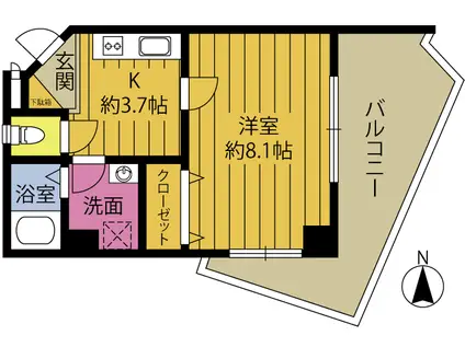 B-STAGE(1K/2階)の間取り写真