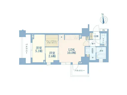 クレヴィア東京八丁堀 CHUO MINATO(2LDK/9階)の間取り写真