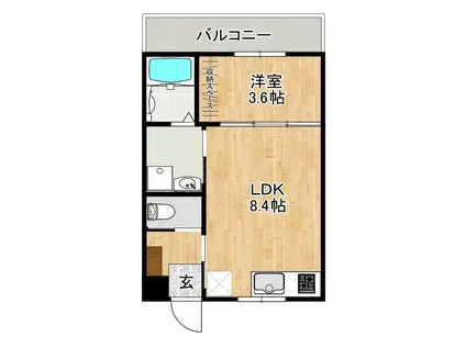 LUPINUS小郡(1LDK/2階)の間取り写真