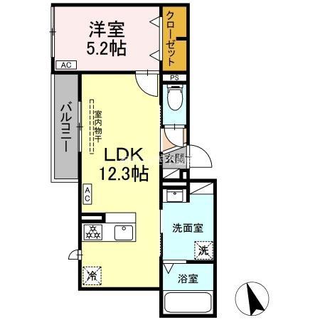 SUN HILLS三組(1LDK/3階)の間取り写真
