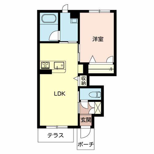 カーサグラス シュデステ(1LDK/1階)の間取り写真