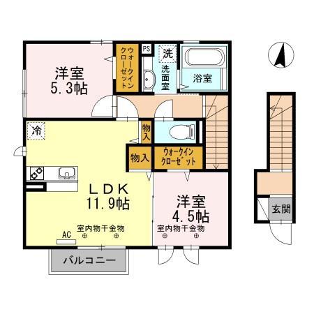 トリスタ(2LDK/2階)の間取り写真