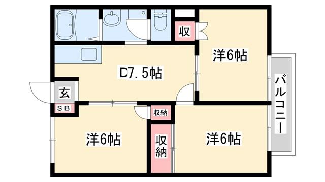ローゲンハイツ(3DK/2階)の間取り写真