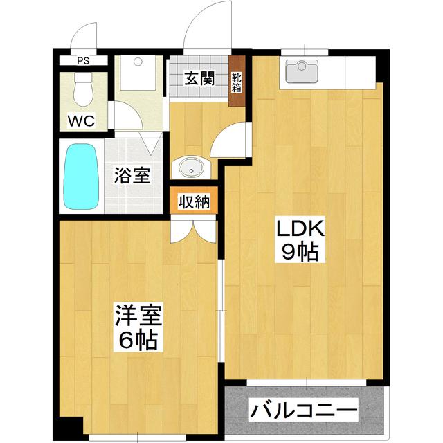 シャトーアスナロ(1LDK/1階)の間取り写真