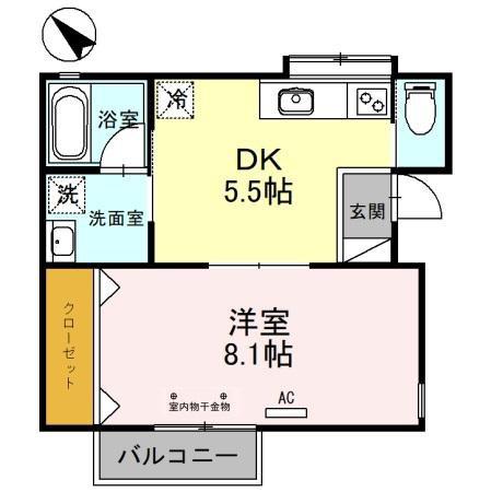 マイルーム藤IV(1DK/2階)の間取り写真