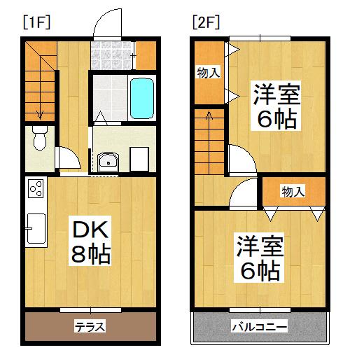 A VOLONTE(2DK/1階)の間取り写真