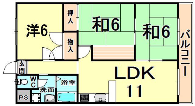 グランドメゾン昆陽(3LDK/3階)の間取り写真