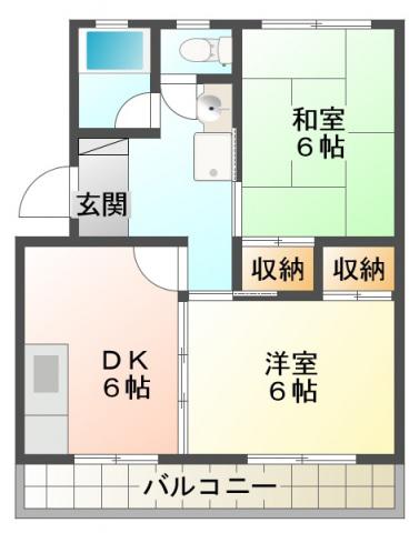 リバーサイドパレス(2DK/3階)の間取り写真