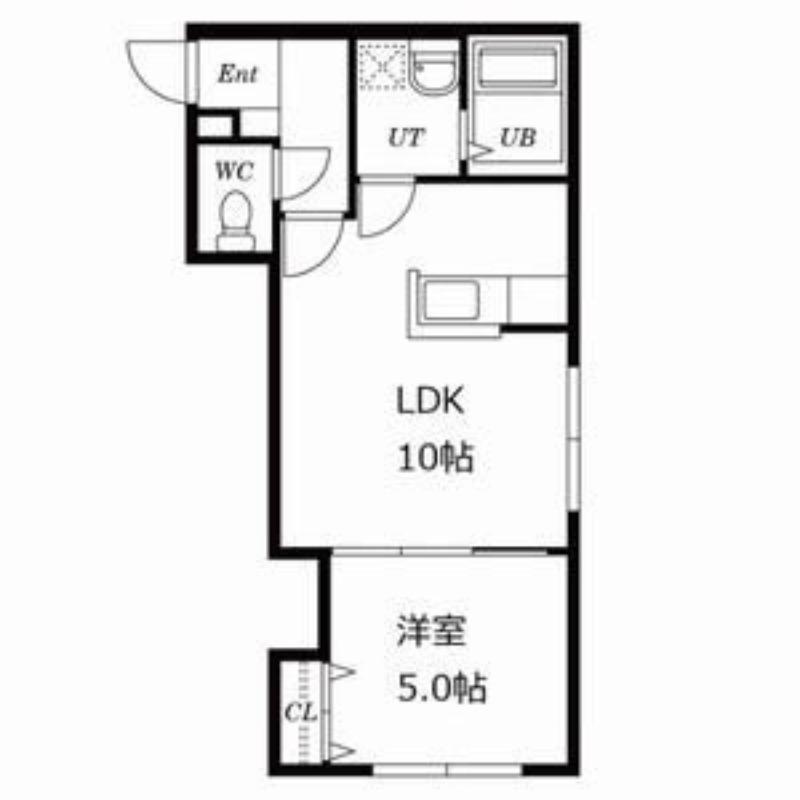 ブランノワールAMJ平岸(1LDK/3階)の間取り写真