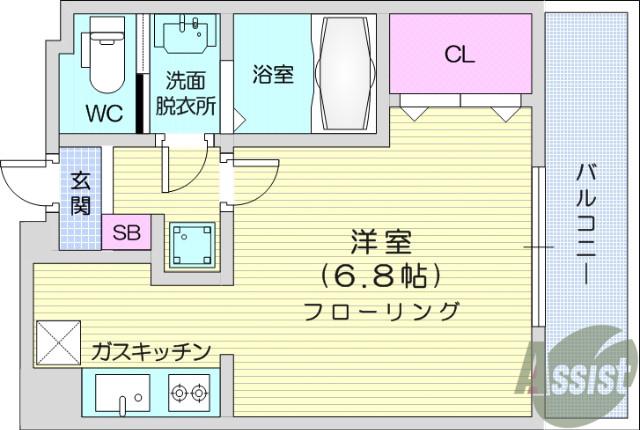 HF仙台レジデンスイースト(1K/5階)の間取り写真