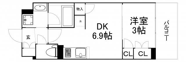 アーバネックス 大阪城北(1DK/3階)の間取り写真