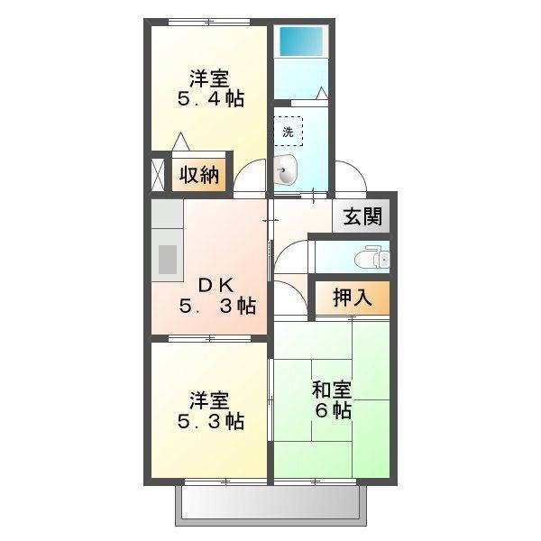 オレンジこま(3DK/2階)の間取り写真