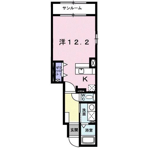 ファミーユII(1K/1階)の間取り写真