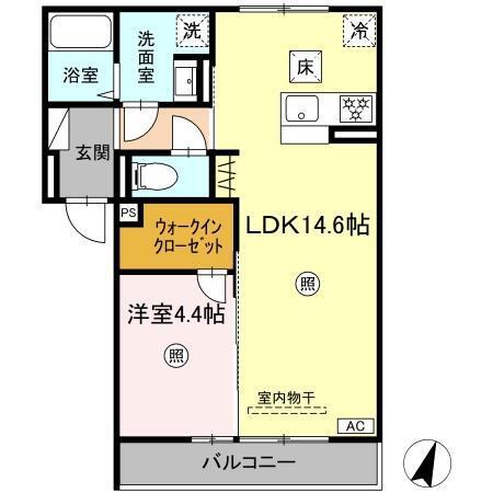 MERCI HAYA(1LDK/1階)の間取り写真