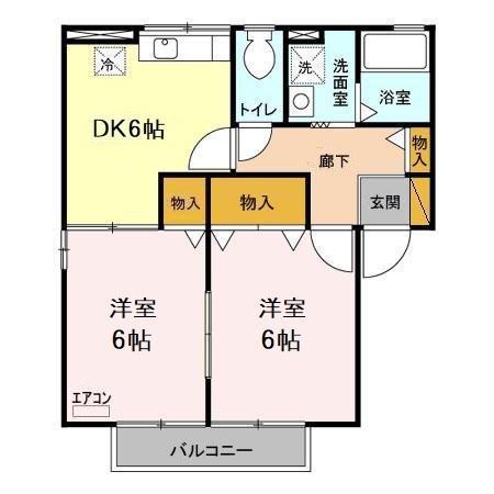 グローリー(2DK/2階)の間取り写真