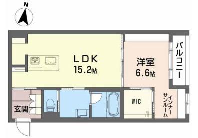 アールテラス新山口(1LDK/2階)の間取り写真