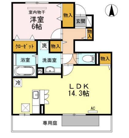 ヴィラ・ボヌール(1LDK/1階)の間取り写真