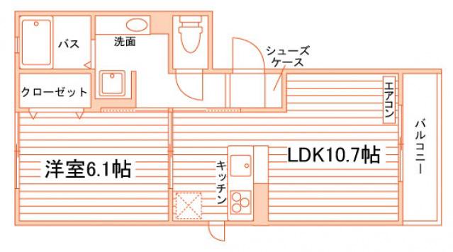フランシーズ中通(1LDK/3階)の間取り写真