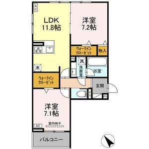 カーサ・セレナ(2LDK/2階)の間取り写真