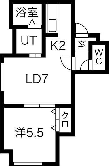 リベルティ医大前(1LDK/2階)の間取り写真